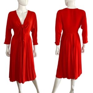 ASOS Pleated Tie Front Red-Orange Dress